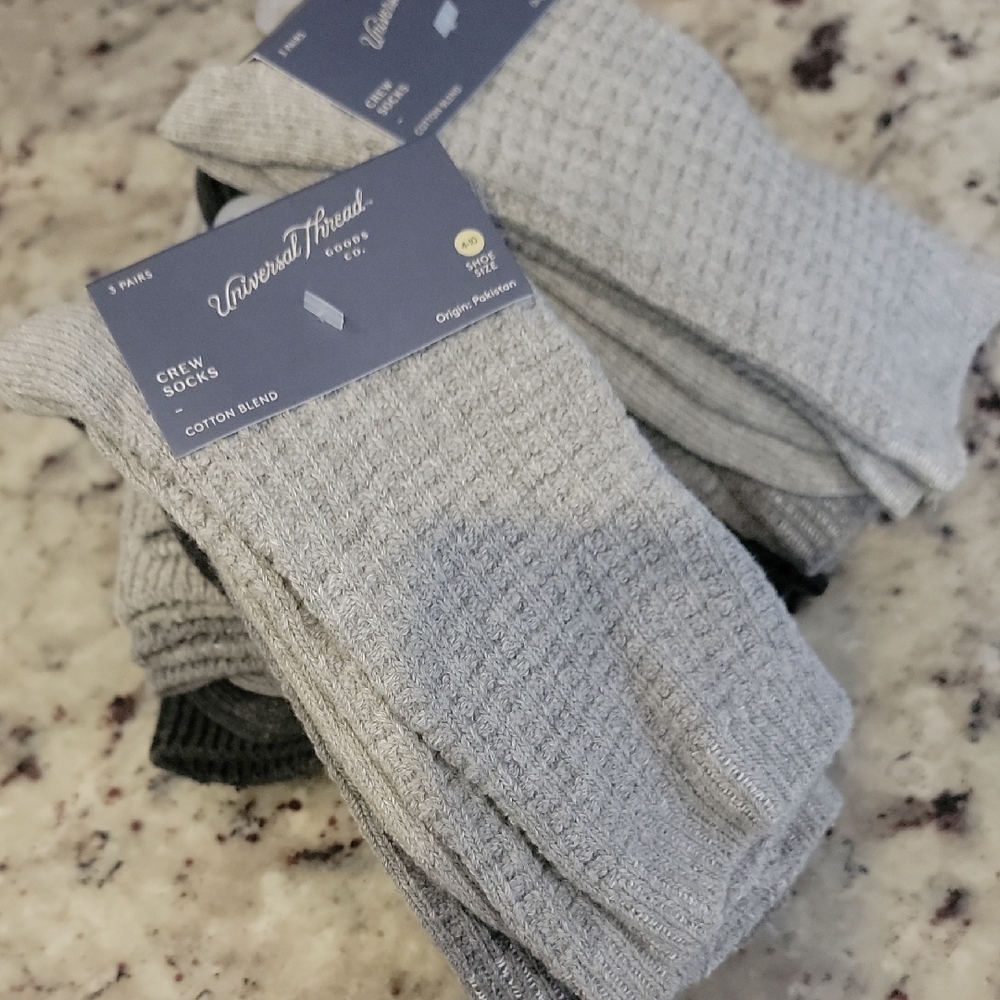 NWT Universal Thread Waffle Gray Crew Socks X 9 Pair